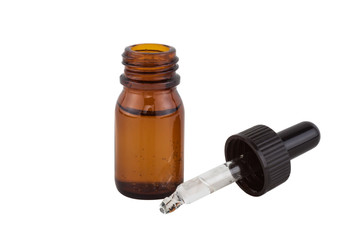 Glass bottles with glass droppers solated on white background