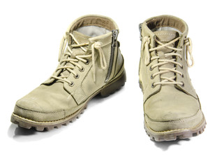 leather boots isolated on white background