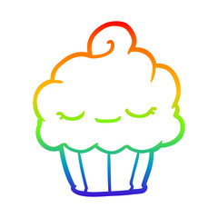 rainbow gradient line drawing funny cupcake