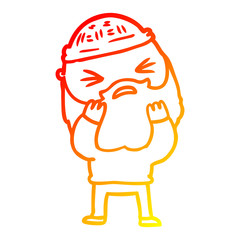 warm gradient line drawing cartoon man with beard