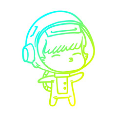 cold gradient line drawing cartoon curious astronaut