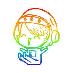 rainbow gradient line drawing happy cartoon space girl
