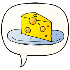 cartoon cheese and speech bubble in smooth gradient style