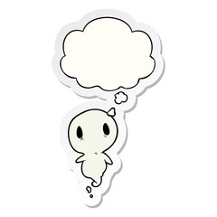 cartoon ghost and thought bubble as a printed sticker
