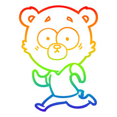 rainbow gradient line drawing surprised polar bear cartoon
