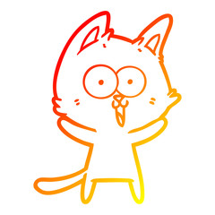 warm gradient line drawing funny cartoon cat