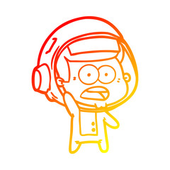 warm gradient line drawing cartoon surprised astronaut