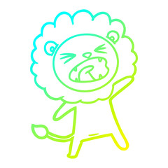 cold gradient line drawing cartoon lion