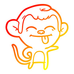 warm gradient line drawing funny cartoon monkey pointing