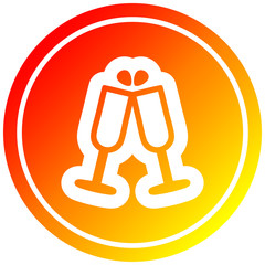 raised glasses circular in hot gradient spectrum