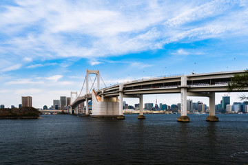 Rainbow bridge in Tokyo, Japan