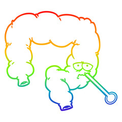 rainbow gradient line drawing cartoon unhealthy colon