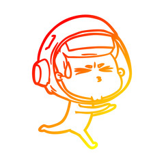 warm gradient line drawing cartoon stressed astronaut