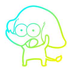 cold gradient line drawing cute cartoon elephant