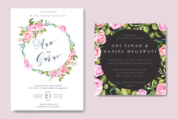 Obraz premium beautiful wedding and invitation card with floral and leaves frame