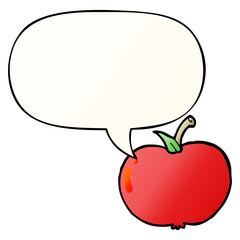 cartoon apple and speech bubble in smooth gradient style
