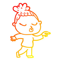 warm gradient line drawing cartoon calm woman