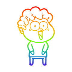rainbow gradient line drawing cartoon happy man