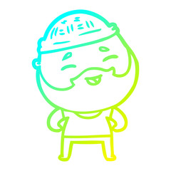 cold gradient line drawing cartoon happy bearded man