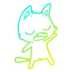 cold gradient line drawing talking cat cartoon