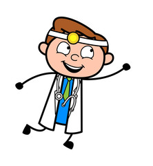 Flying Pose - Professional Cartoon Doctor Vector Illustration
