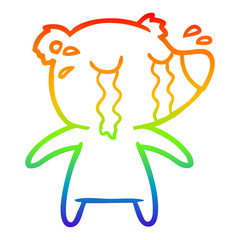 rainbow gradient line drawing cartoon crying polar bear