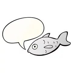 Tuinposter cartoon fish and speech bubble in smooth gradient style © lineartestpilot