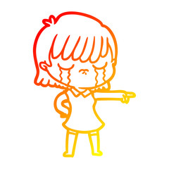 warm gradient line drawing cartoon woman crying