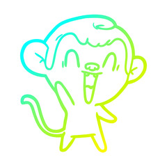 cold gradient line drawing cartoon laughing monkey