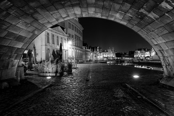 Ghent by Night - Under the Saint-Michaels Bridge, Gent, Belgie, Belgium