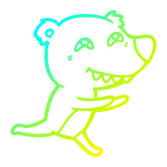 cold gradient line drawing cartoon bear running