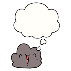 cartoon happy cloud and thought bubble