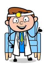 Presenting - Professional Cartoon Doctor Vector Illustration
