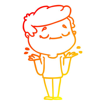 recommend clip art: warm gradient line drawing cartoon peaceful man shrugging