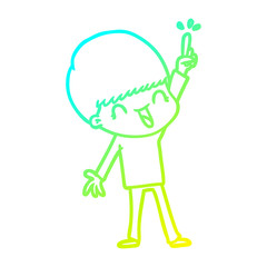 cold gradient line drawing happy cartoon boy