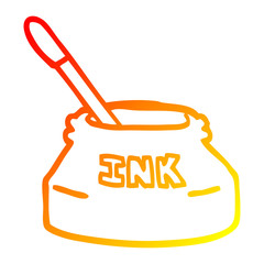 warm gradient line drawing cartoon ink pot