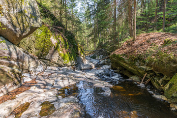 Obraz premium Steinklamm in Spiegelau im Bayerischen Wald, Deutschland