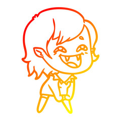 warm gradient line drawing cartoon laughing vampire girl