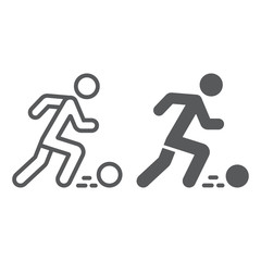 Soccer player line and glyph icon, sport and football, footballer sign, vector graphics, a linear pattern on a white background.