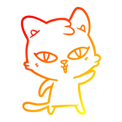 warm gradient line drawing cartoon cat