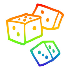 rainbow gradient line drawing cartoon dice