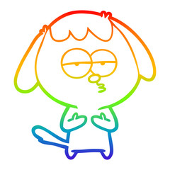 rainbow gradient line drawing cartoon bored dog