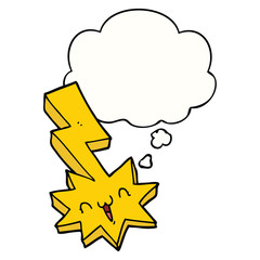 cartoon lightning bolt and thought bubble