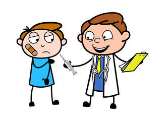 Doctor Advised Patient for Vaccination - Professional Cartoon Doctor Vector Illustration