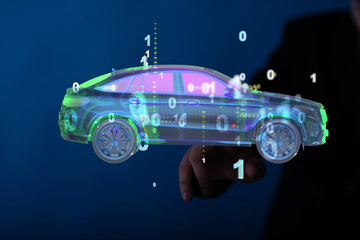 digital car technology smart in virtuel room