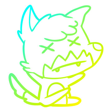 recommend clip art: cold gradient line drawing cartoon cross eyed fox