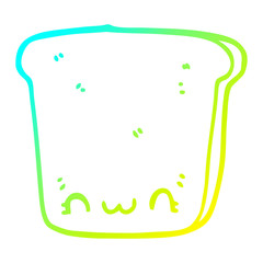 cold gradient line drawing cartoon slice of bread