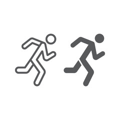 Fototapeta na wymiar Running man line and glyph icon, sport and jogging, runner sign, vector graphics, a linear pattern on a white background.