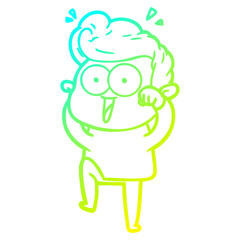cold gradient line drawing cartoon man