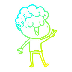 cold gradient line drawing laughing cartoon man